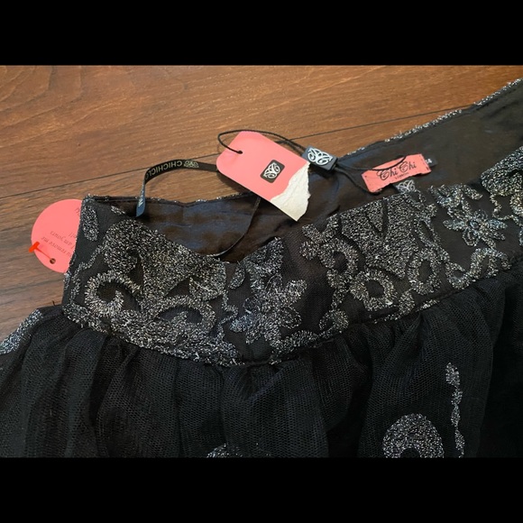 CHI CHI London Black Silver PARTY Holiday SKIRT - Picture 11 of 13
